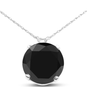 2 Carat Round Brilliant Black Moissanite Necklace in 14 Karat White Gold