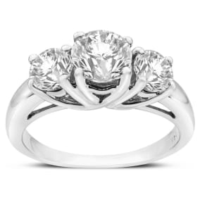 Previously Owned 14K White Gold 1 Carat Three Diamond Ring, Size 6.5