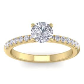 1 Carat Round Shape Classic Lab Grown Diamond Engagement Ring In 14 Karat Yellow Gold
