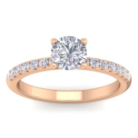 1 Carat Round Shape Classic Lab Grown Diamond Engagement Ring In 14 Karat Rose Gold