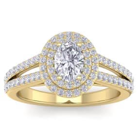 1 3/4 Carat Oval Shape Lab Grown Diamond Ring In 14 Karat Yellow Gold