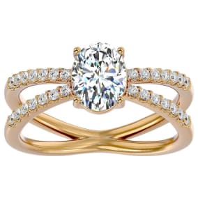 1 1/4 Carat Oval Shape Lab Grown Diamond Ring In 14 Karat Yellow Gold