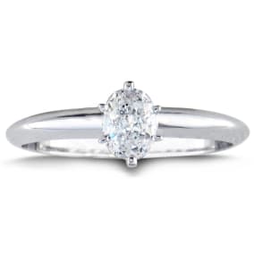 1/2 Carat Oval Shape Lab Grown Diamond Solitaire Ring In 14K White Gold