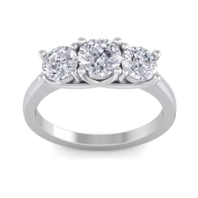 Incredible 2.15 Carat Three Lab Grown Diamond Ring in 14K White Gold.  Spectacular Deal!