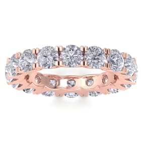 4 1/4 Carat Lab Grown Diamond Eternity Ring In 14 Karat Rose Gold, Ring Size 8.5