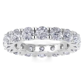 3 3/4 Carat Lab Grown Diamond Eternity Ring In 14 Karat White Gold, Ring Size 4.5