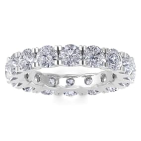 4 1/4 Carat Lab Grown Diamond Eternity Ring In 14 Karat White Gold, Ring Size 8