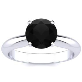2 Carat Black Moissanite Solitaire Engagement Ring In 14 Karat White Gold