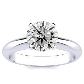 1 1/4 Carat Diamond Solitaire Engagement Ring In 14K White Gold. Bright And Fiery Diamond Deal!