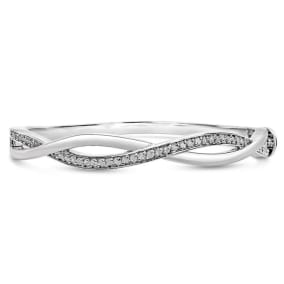 3/4 Carat Natural Raw Rose Cut Diamond Infinity Bangle Bracelet, 7 Inches