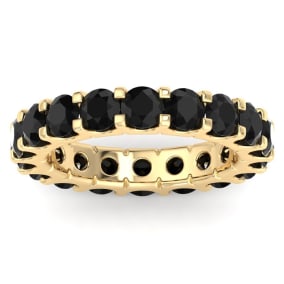 Eternity Ring Size 8 3 Carat Round Black Diamond Eternity Ring In 14 Karat Yellow Gold