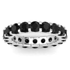 Eternity Ring Size 7.5 3 Carat Round Black Diamond Eternity Ring In Platinum