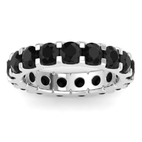Eternity Ring Size 6 4 Carat Round Black Diamond Eternity Ring In 14 Karat White Gold