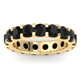 Eternity Ring Size 6.5 4 Carat Round Black Diamond Eternity Ring In 14 Karat Yellow Gold