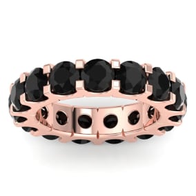5 Carat Round Black Diamond Eternity Ring In 14 Karat Rose Gold, Ring Size 7.5