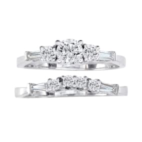 Previously Owned .81ct Diamond Bridal Set With 1/3ct Center Diamond in 14k White Gold, Size 7
