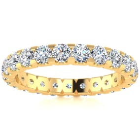 Eternity Ring Size 6 2 Carat Round Lab Grown Diamond Eternity Ring In 14 Karat Yellow Gold