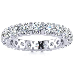 Eternity Ring Size 4.5 3 Carat Round Lab Grown Diamond Eternity Ring In 14 Karat White Gold