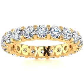 3 Carat Round Lab Grown Diamond Eternity Ring In 14 Karat Yellow Gold, Ring Size 6