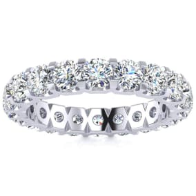 3 Carat Round Lab Grown Diamond Eternity Ring In Platinum, Ring Size 5