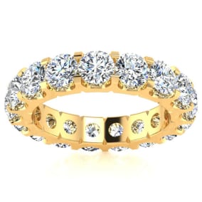 4 Carat Round Lab Grown Diamond Eternity Ring In 14 Karat Yellow Gold, Ring Size 6