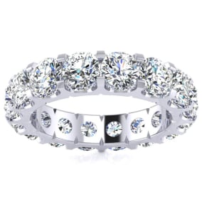 5 Carat Round Lab Grown Diamond Eternity Ring In Platinum, Ring Size 7