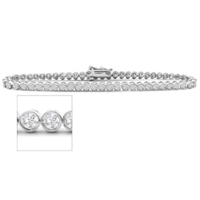3 Carat Bezel Diamond Bracelet In 14K White Gold, 7 Inches
