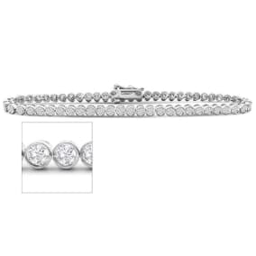 3 Carat Bezel Moissanite Bracelet In 14K White Gold, 7 Inches