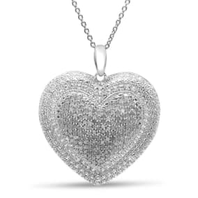 Huge 2 Carat Diamond Heart Necklace, Natural Rose Cut Diamonds, 18 Inches