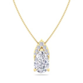 7/8 Carat Pear Shape Lab Grown Diamond Necklace In 14 Karat Yellow Gold, 18 Inches