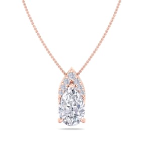 7/8 Carat Pear Shape Lab Grown Diamond Necklace In 14 Karat Rose Gold, 18 Inches