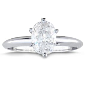 1 Carat Oval Shape Diamond Solitaire Ring In 1.4K White Gold™
