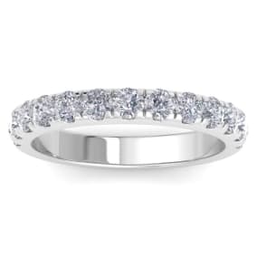 1 Carat Diamond Wedding Band In 14K White Gold