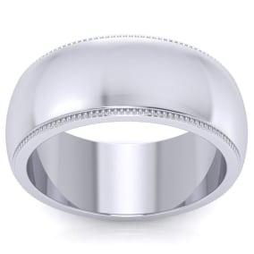 Thumb Rings 8mm Platinum Unisex Milgrain Thumb Ring With Free Engraving