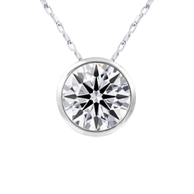 1 Carat Round Shape Lab Grown Diamond Solitaire Necklace In 14K White Gold