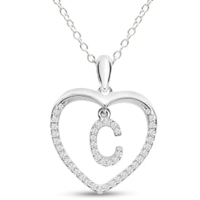 Diamond Initial Necklace; Initial Diamond Necklace In Sterling Silver
