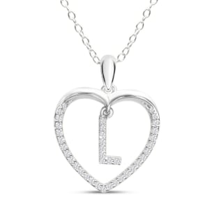 Letter L 1/5ct Diamond Initial Necklace In Sterling Silver, 16 Inches