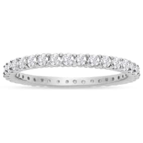 Eternity Band Size 4-9.5 1 Carat Round Diamond Eternity Ring In 14 Karat White Gold, Ring Size 7.5