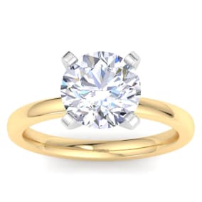 3 Carat Lab Grown Diamond Solitaire Engagement Ring In 14K Yellow Gold