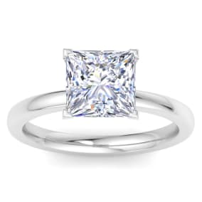 3 Carat Princess Cut Lab Grown Diamond Solitaire Engagement Ring In 14K White Gold