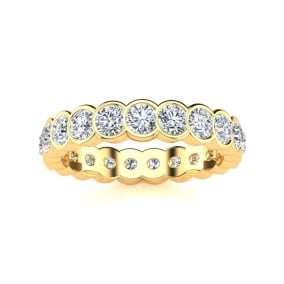 Eternity Ring Size 4 1 1/4 Carat Natural Round Diamond Bezel Set Eternity Ring In 14 Karat Yellow Gold