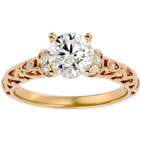 1 3/4 Carat Vintage Lab Grown Diamond Engagement Ring In 14 Karat Yellow Gold