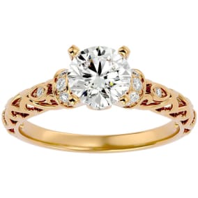 1 3/4 Carat Vintage Lab Grown Diamond Engagement Ring In 14 Karat Yellow Gold