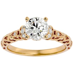 2 1/4 Carat Vintage Lab Grown Diamond Engagement Ring In 14 Karat Yellow Gold