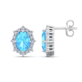 Blue Topaz Earrings: 2 1/2 Carat Blue Topaz and Diamond Earrings