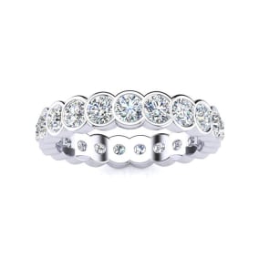 1 1/4 Carat Round Diamond Bezel Set Eternity Ring In Platinum, Ring Size 4