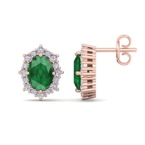Emerald Earrings: 2 Carat Emerald and Diamond Earrings