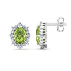 Peridot Earrings: 2 1/2 Carat Peridot and Diamond Earrings