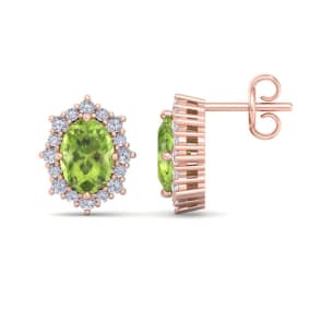 Peridot Earrings: 2 1/2 Carat Peridot and Diamond Earrings