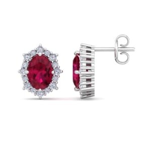 Ruby Earrings: 2 1/2 Carat Ruby and Diamond Earrings